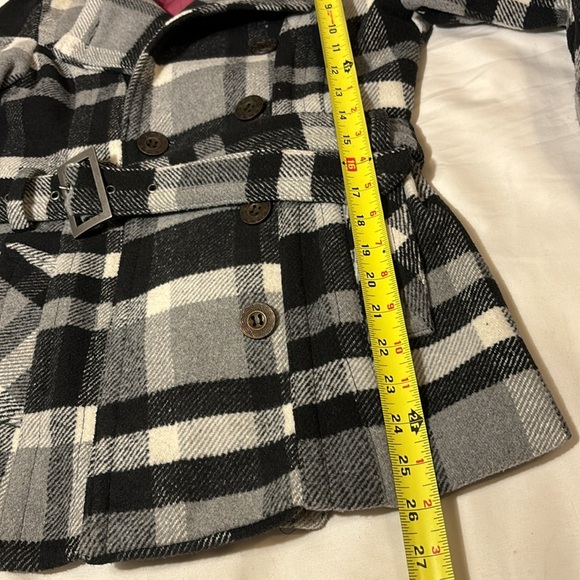 Pea Coat Black & White with Detachable Hood - Picture 4 of 12